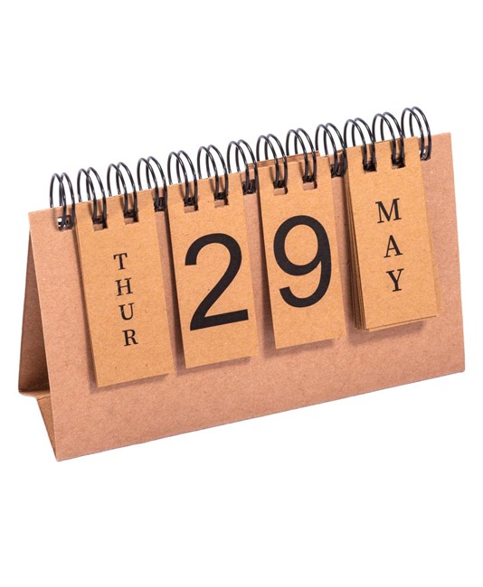 Calendario perpetuo in cartoncino con spirale (giorni e mesi in inglese)