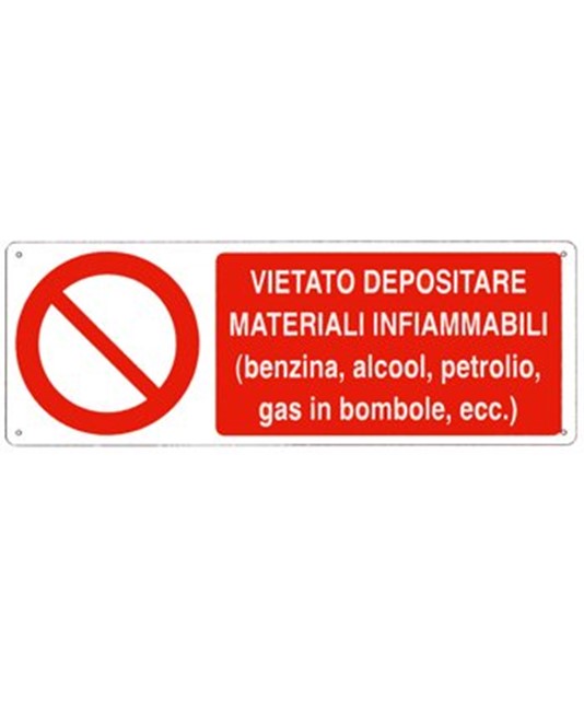 Cartello vietato  depositare materiali infiammabili