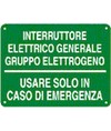 Cartello informativo 'interruttore elettrico generale gruppo elettrogeno'