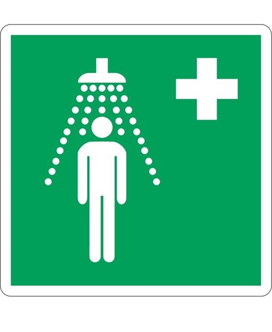 Cartello con simbolo 'doccia di emergenza