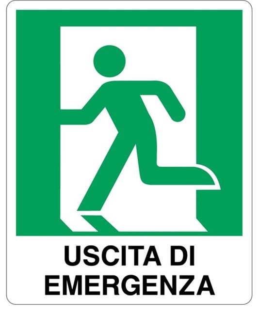 etichette adesive 'uscita di emergenza a sinistra'