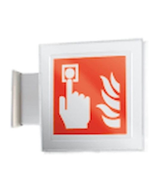 Cartello antincendio bifacciale a bandiera 'pulsante allarme antincendio'