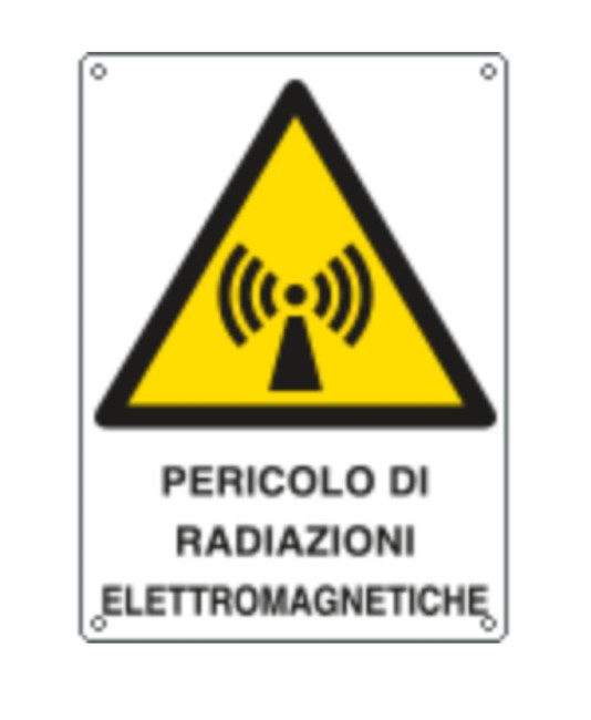 Cartello di pericolo 'pericolo di radiazioni elettromagnetiche'