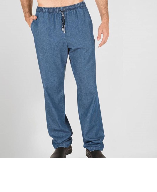 Pantalone elastico con cordino jeans lavato Garys