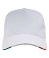 Cappellino in cotone, 5 pannelli con profilo e ricamo tricolore