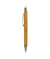Penna a scatto con fusto in bambù, touch colorato e punta cromata